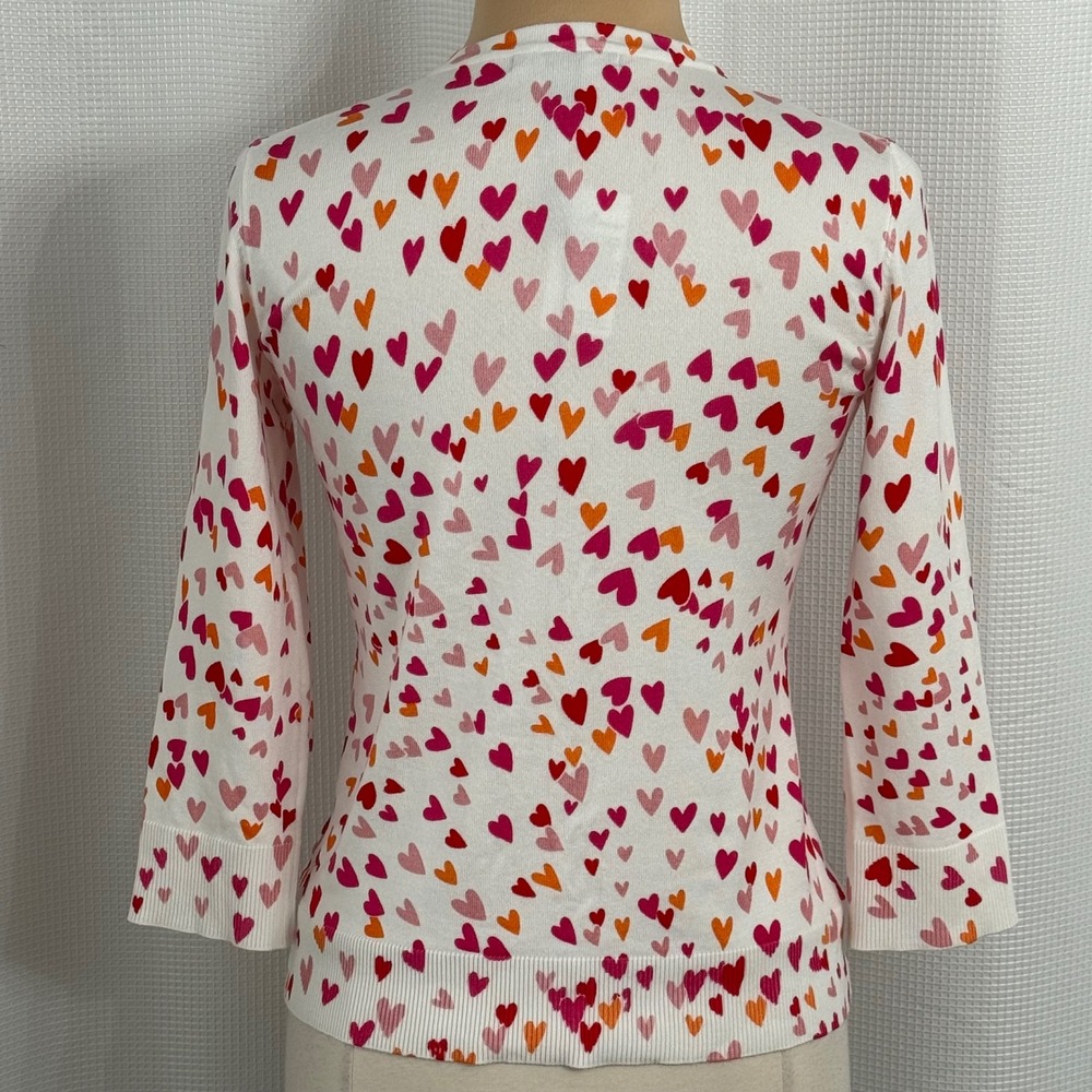 Cable & Gauge Women's All-Over Hearts Print Cardigan Sweater - Picture 6 of 10